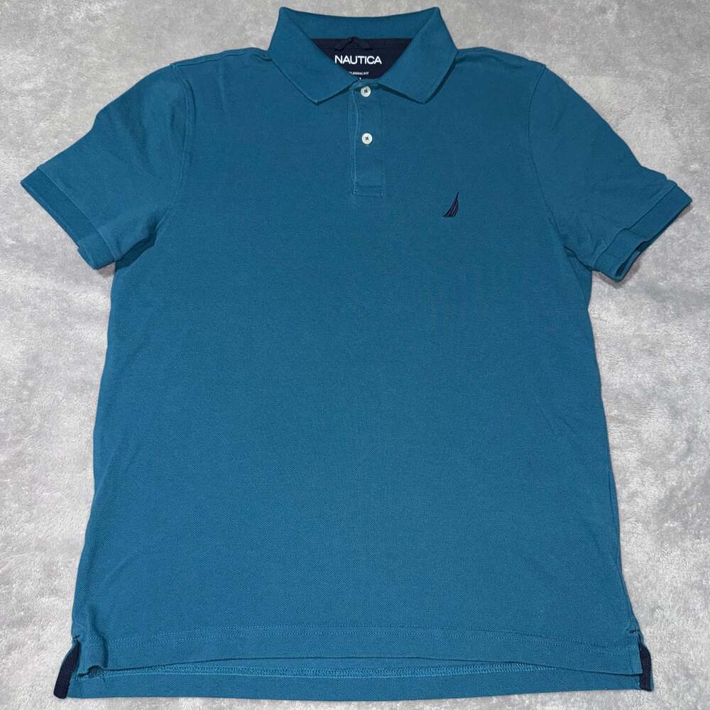 Nautica Men's Classic Fit Short Sleeve Solid Deck Polo Shirt in Teal